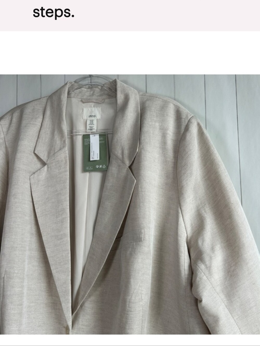 H&M women plus size 4XL blazer line blend beige one button minimalist NEW - Picture 2 of 4